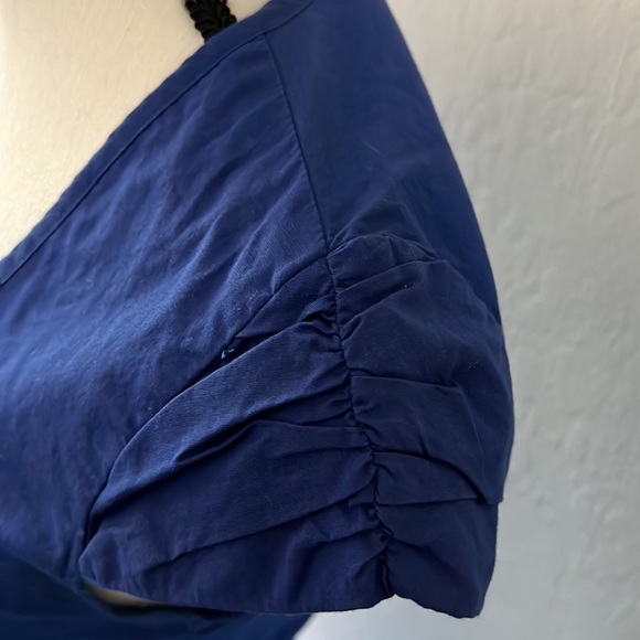 Blue Cotton Dress with Front Zipper and Pockets - Picture 3 of 5